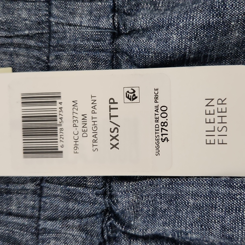NWT Eileen Fisher Hemp Organic Cotton Chambray Straight Pants. Size XXS - Picture 10 of 10